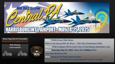 FHOG Honor Ride Series: Harrisburg (PA) Air Show Ride 8:00am | Fairfax ...